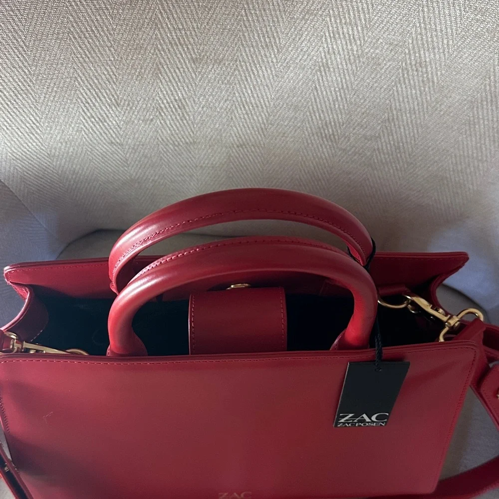 ZAC Zac Posen Vibrant Red Leather Satchel NWT
